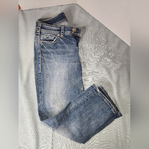 Silver Jeans Light Blue Skinny Jean Capris - Picture 1 of 5